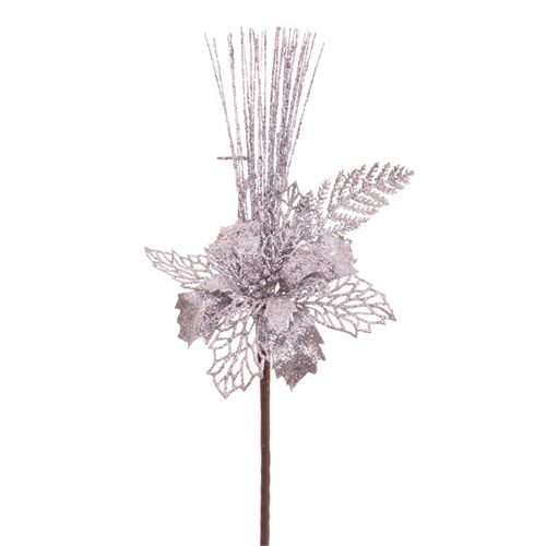 HASTE FLOR PRATA 35CM