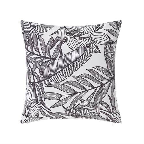 801939 ALMOFADA FOLHAS PRETA/BRANCO 45X45CM