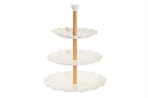 FRUTEIRA PORCELANA BAMBU 27X27X34 3EST, BRANCO