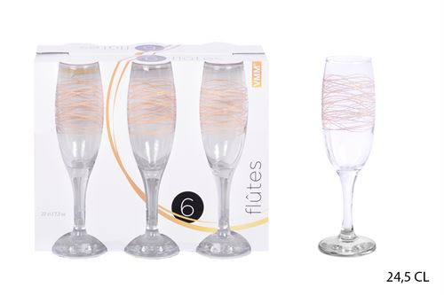 VERRLI042 COPO VIDRO FLUTE 22CL LINHA OURO