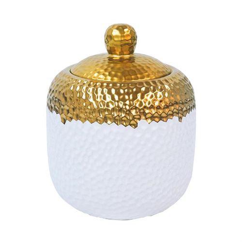105224526 POTE DEC. BRANCO/OURO 20.5*20.5*27CM
