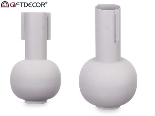 90902 JARRA AÇO DECORATIVA CINZA CLARO 27CM