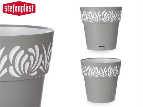 59415 VASO PLASTICO 30CM GAIA CINZENTO