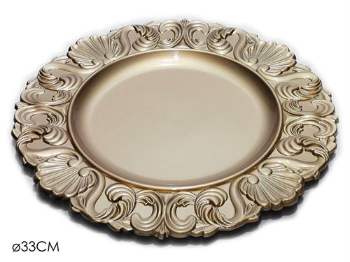 441675 PRATO MARCADOR BARROCO OURO 33CM,