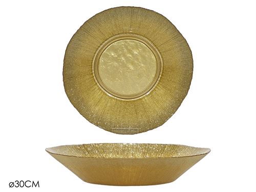 577549 TAÇA VIDRO OURO 30CM