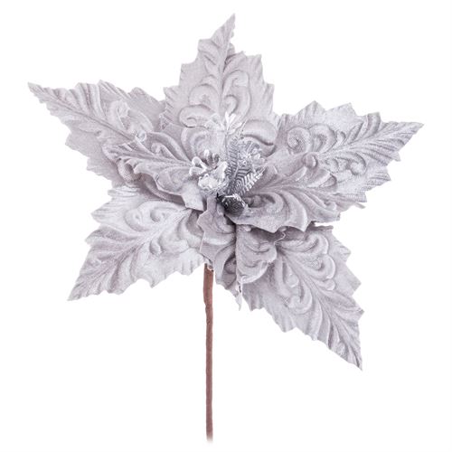 742094 POINSETTIA TECIDO PRATA. 28 X 33CM