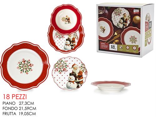 524381 SERVIÇO 18PÇS BONECO NEVE CERAMICA