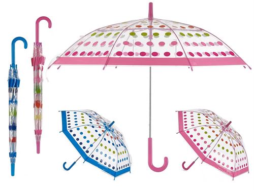 88813 CHAPEU CHUVA INFANTIL COLORIDO BOLINHAS 69,5 x 10 x 5 cm.