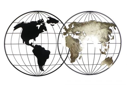 DECORAÇAO DE PAREDE METAL 108X6,4X60 MAPA-MUNDO