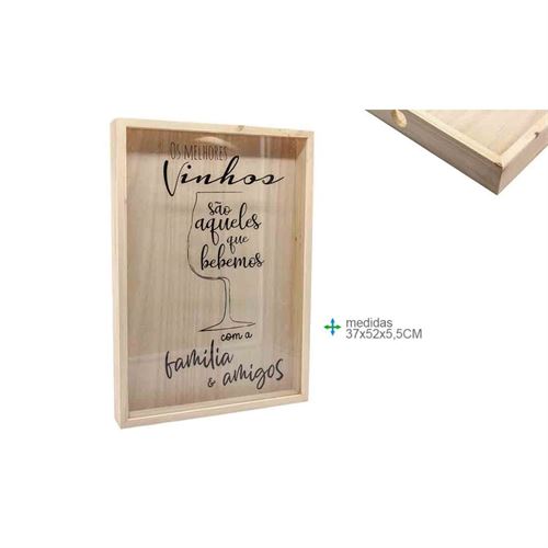 BD-74427 QUADRO ROLHAS MADEIRA/VIDRO 37x52x5.5cm