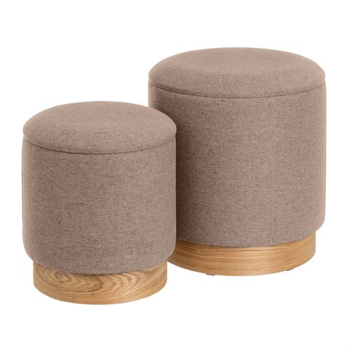 806328 S/2 PUF BANCA TELA-MDF BEIGE 38 X 38 X 42 CM