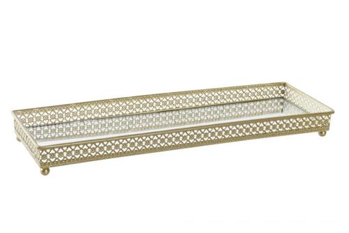 BD-186307 BANDEJA DE DECORAÇÃO METAL ESPELHO 29X9,5X3 ÅTNICO
