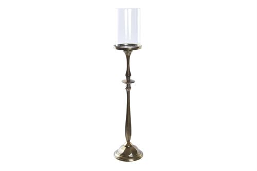 AL-196580 CASTIÇAL ALUMINIO VIDRO 13X13X53 DESGASTADO