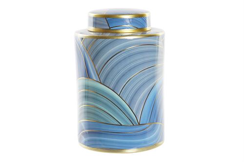 JR-190235 POTE CERAMICA 17X17X26 TAMPA AZUL