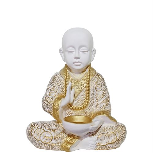 BUDA BRANCO E DOURADO 27X20X35CM