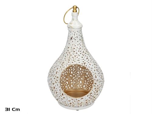 433172 PORTA VELAS VÊNUS BRANCO/OURO 19X19X31CM