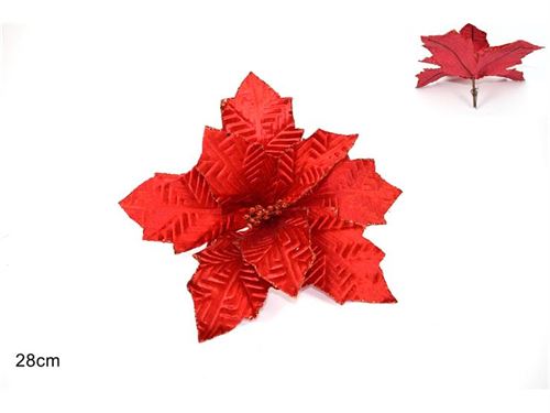 23626 FIORE VELLUTO CON CONTORNO GLITTERATROSSO MQF-4113 RED