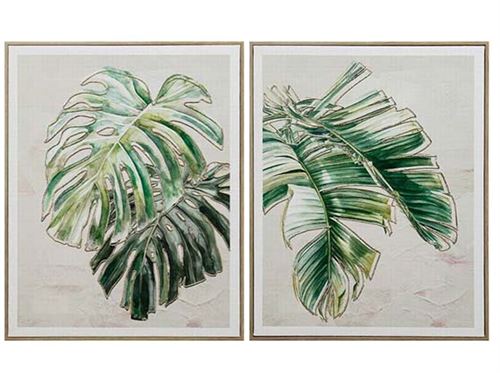 426945 TELA COM MOLDURA FOLHAS 2 SURT GESSO 3D 40X50X2,5 CM