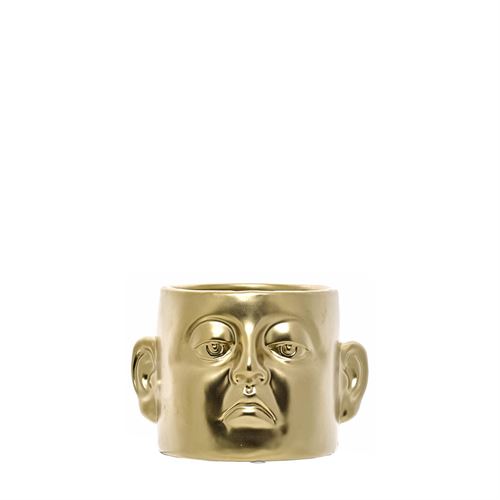 VASO CERÂMICA GOLDEN FACES 12CM