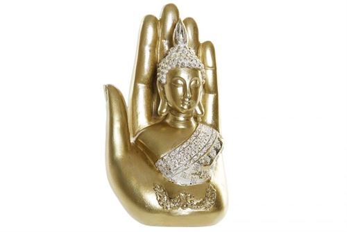 BUDA RESINA DOURADO MAO 11X7X18CM