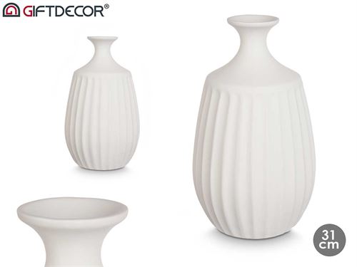 80128 JARRA CERAMICA BRANCA 31CM