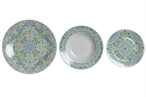 PC-202613 SERVIÇO CERAMICA 18PÇS AZULEJOS VERDE 27X27X3