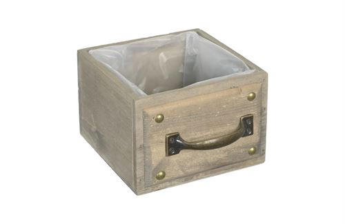 70343 FLOREIRA QUADRADA ASA METAL/MADEIRA 15X15X10