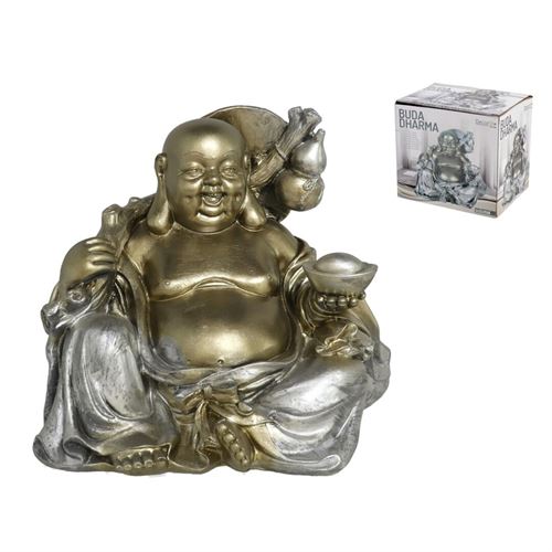 BUDA DHARMA PRATA 17CM RESINA