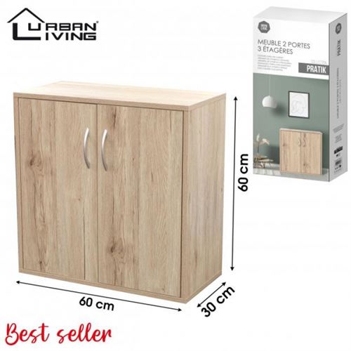 400156 MOVEL 2 PORTAS 3 PRATELEIRAS MDF 60X30X60