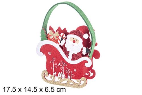 113858 BOLSA FELTRO PAI NATAL 16X16X6,5CM