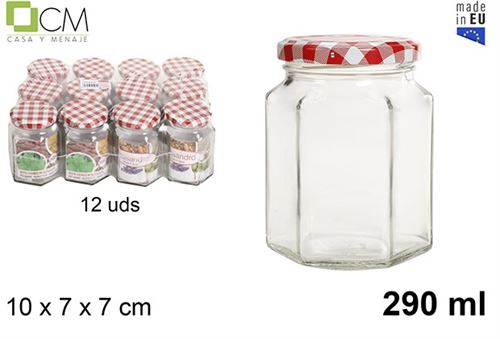 FRASCO VIDRO MULTIUSOS 290ML HEXAGONAL 7X10CM