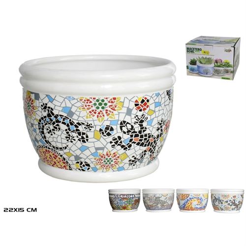 VASO DE FLORES MOSAICO ESPANHOL 22,5X15,5CM 4STD