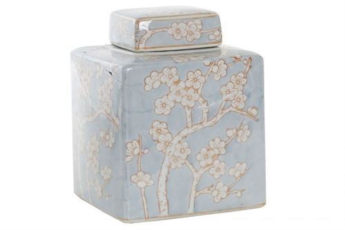 LD-190188 JARRO PORCELANA 15,5X15,5X21,5 FLORES AZUL