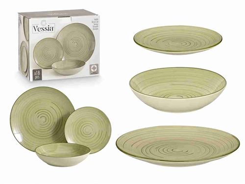 105790 SERVIÇO DE MESA 18 PEÇAS ESPIRAL VERDE