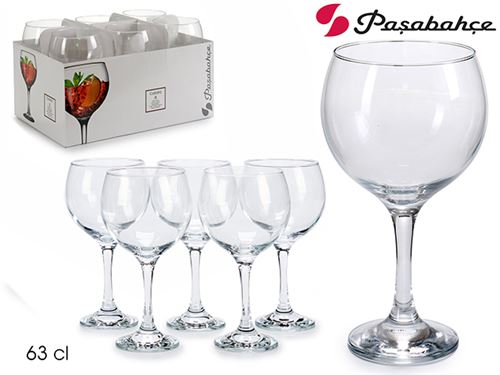 42593 C/6 COPOS VIDRO BURGANDY 630ML