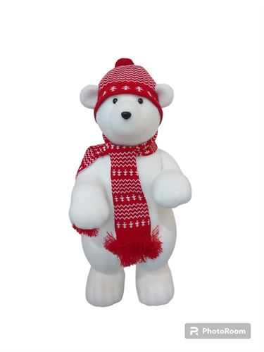 84697 URSO POLAR GORRO CACHECOL VERMELHO 74CM