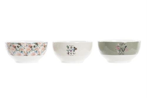 PC-194184 TIGELA PORCELANA 14X14X7 520ML BORBOLETA 3 MOD