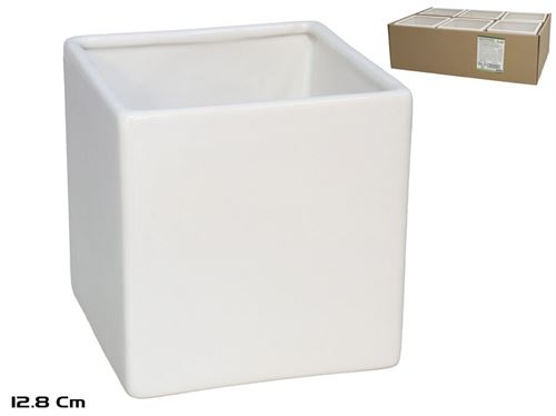 401973 VASO DE FLOR ADARA CERAMICA  BRANCO. 12,8X12,8X12CM