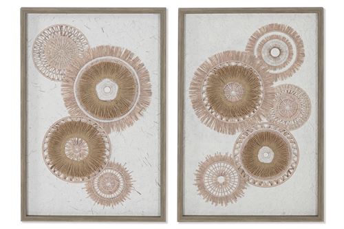 CU-214550 QUADRO RAFIA PS 40X3X60CM BOHO 3D 2 MOD.