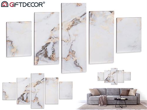 94973 TELA 5PEÇAS MARMORE BRANCO 80X30X8CM