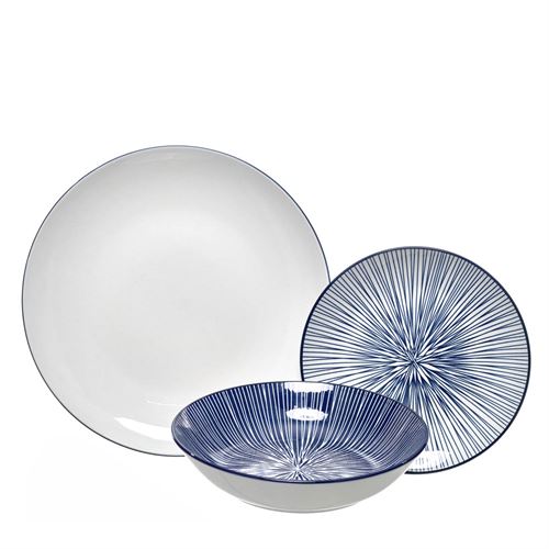 SERVIÇO 18PÇS PORCELANA  AZUL/BRANCO