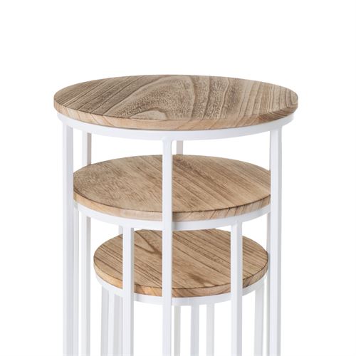 804282 S/3 MESA MADEIRA-METAL BRANCO 31 X 31 X 81 CM