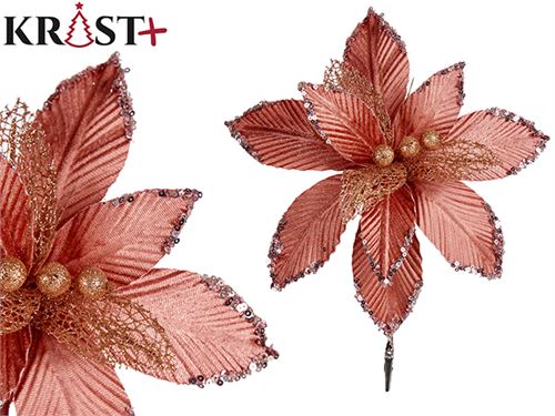 98274 FLOR NATAL COM MOLA ROSA 25CM