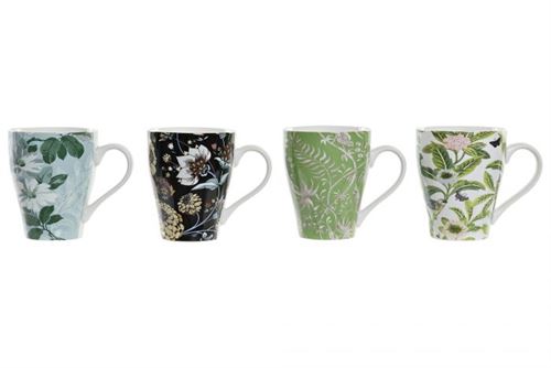 PC-195225 CANECA PORCELANA 12,5X8,6X11 320ML FLORES 4 MOD