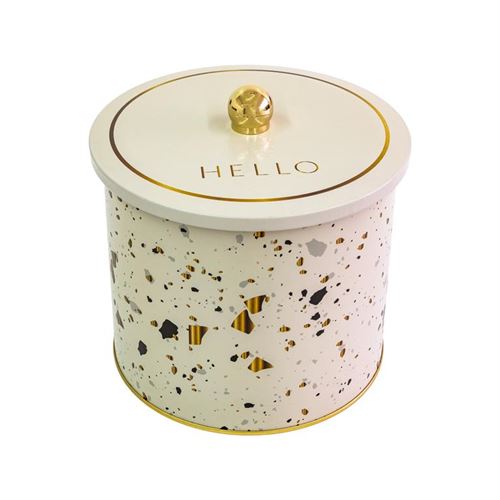 13323637 CAIXA METAL REDONDA BEGE Ø14X12.5CM 2.1L