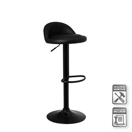 805497 BANCO PELE SINTÉTICO-METAL PRETO 39 X 43 X 92 CM