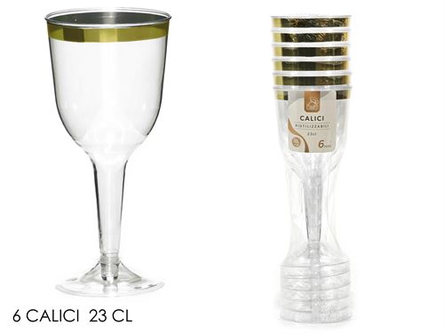 491835 SET 6 CALICES 23CL REBORDO OURO
