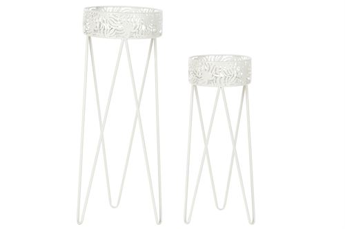 MC-180875 FLOREIRA SET 2 METAL 27X25X69 FOLHA BRANCO