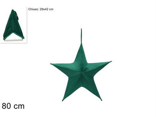 ESTRELA VELUDO VERDE ESCURO 80CM