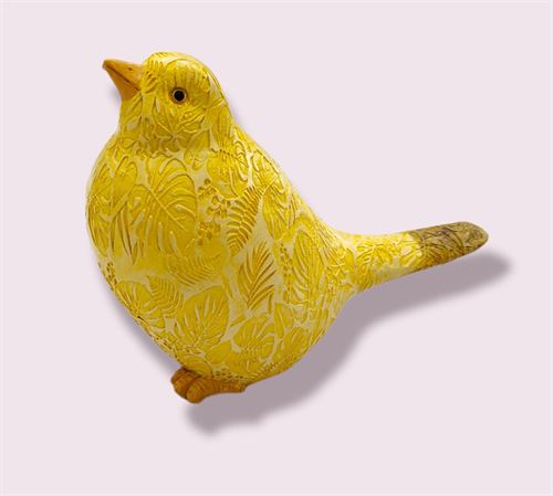 10421570 PASSARO RESINA AMARELO 14X11X6CM